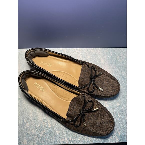 Michael Kors Sutton Moccasin Flats Loafers Signature Brown Black Size 10 - Picture 3 of 5